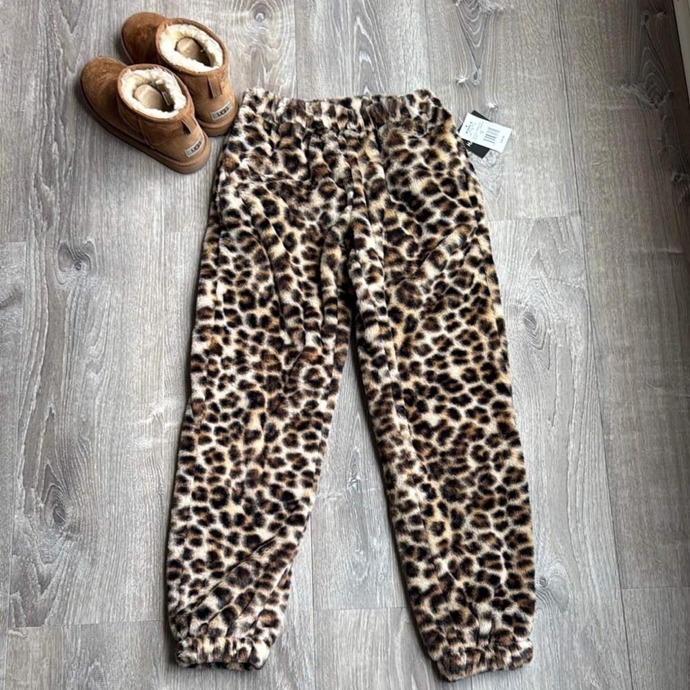 Brown Leopard Print Jogger Sweatpants